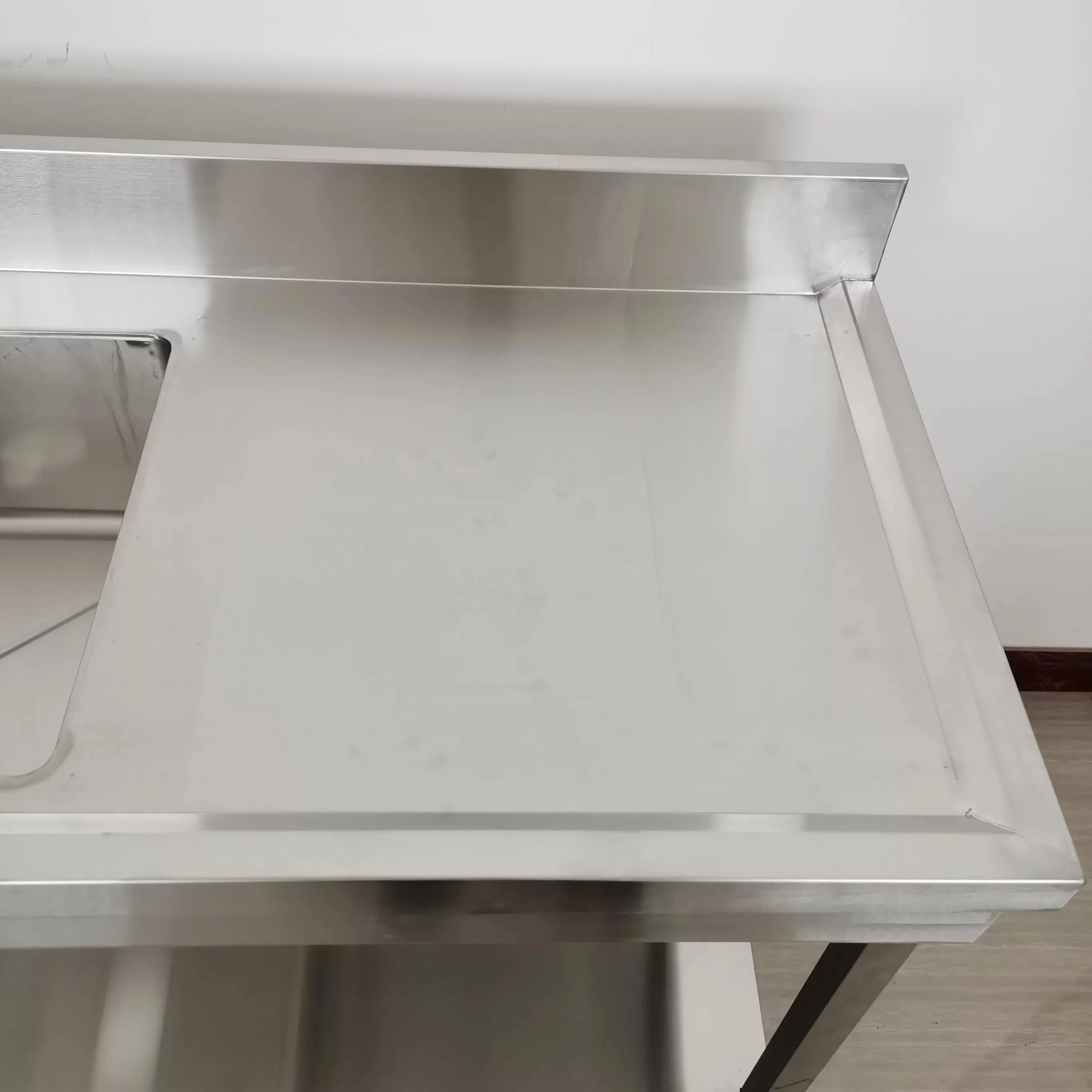 China single bowl sink stainless steel work table with sink right side drainboard outdoor washing sink table