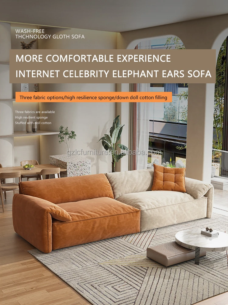 Italian 3-Seater Living Room Sofa Set Simple Style Brushed Fabric Couch with Latex Sponges for Hotels-Manufacturer Direct Sale