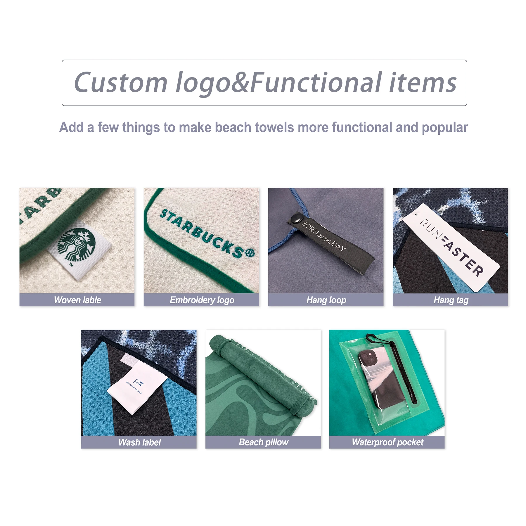 luxury recycled plastic sand free microfiber anti slip beach towel with custom logo printing