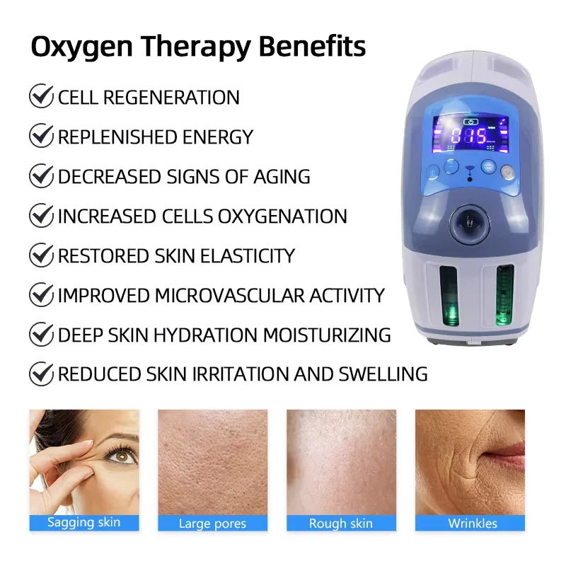 O2toderm Skin Rejuvenation Hyperbaric Oxygen Facial Care Mask for Beauty Spa Use with Oxygen Sprayer & UK/EU Plugs