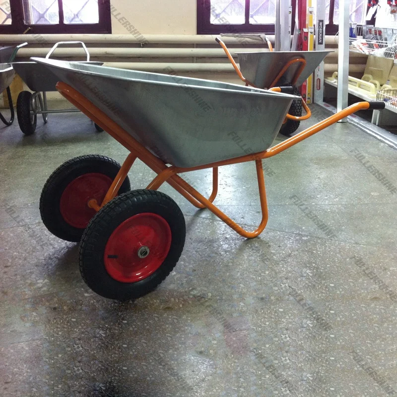 russian market wheel barrow WB6410 with two wheel 3.50-8 pneumatic rubber wheel