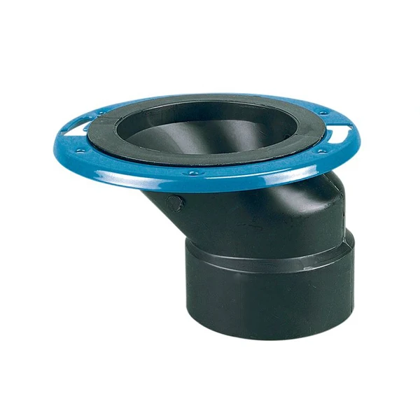 Offset Adjustable Toilet Closet Flange with Plastic Coated Steel Flange Hub - ABS DWV Hub Epoxy Coated Metal Ring