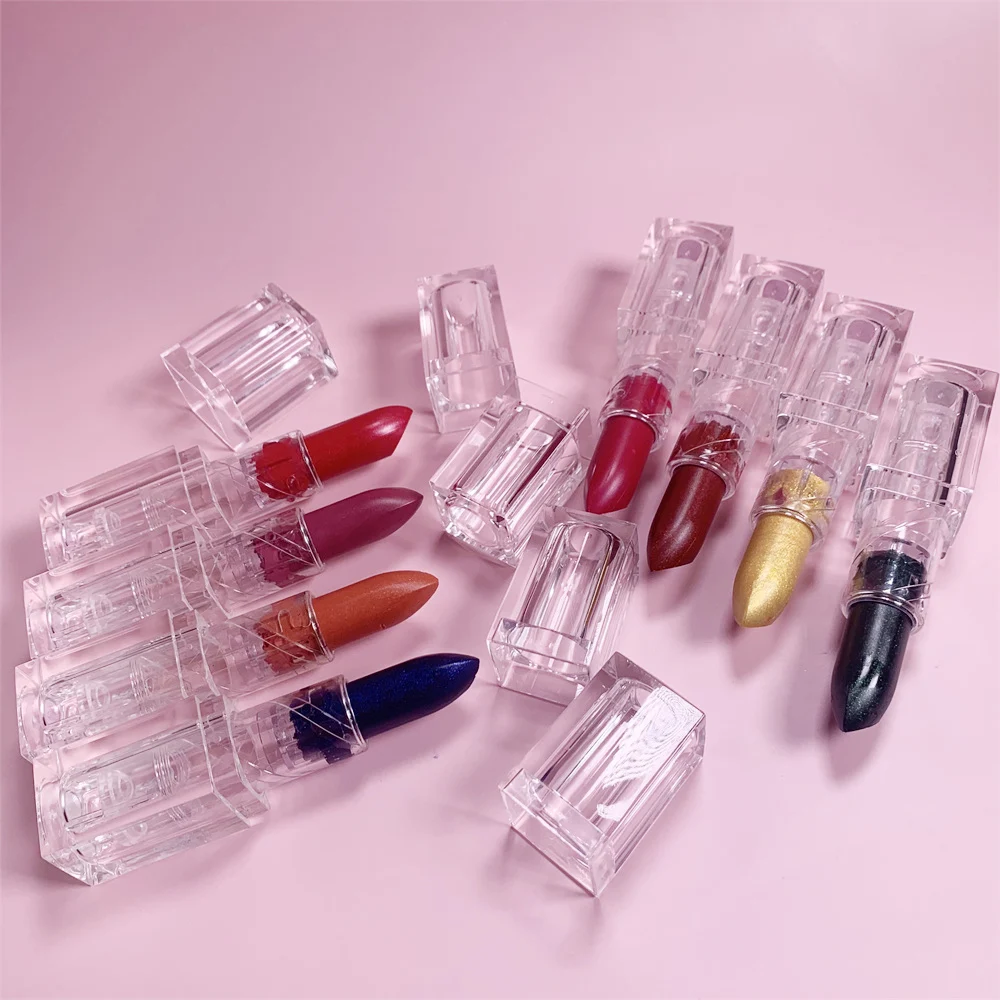 New Trends Quality Woman Cosmetics Natural Organic Waterproof Moisturizing Brown Creamy Silky Glitter Matte Lipstick