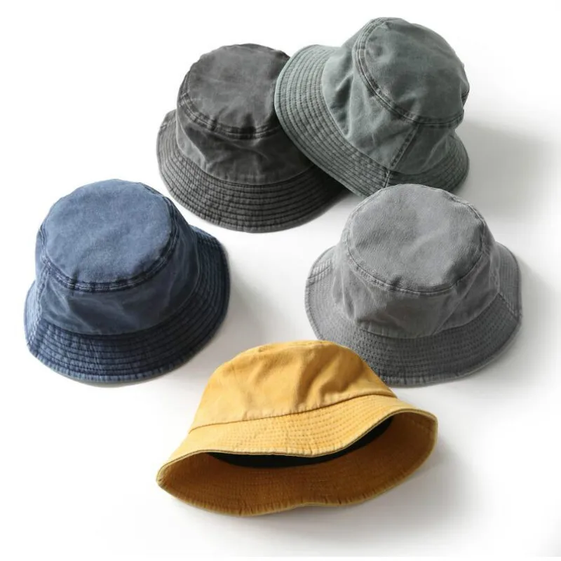 Wholesale high quality custom embroidery logo plain blank washed cotton bucket hat