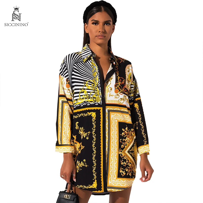 Женская блузка с длинным рукавом, с принтом