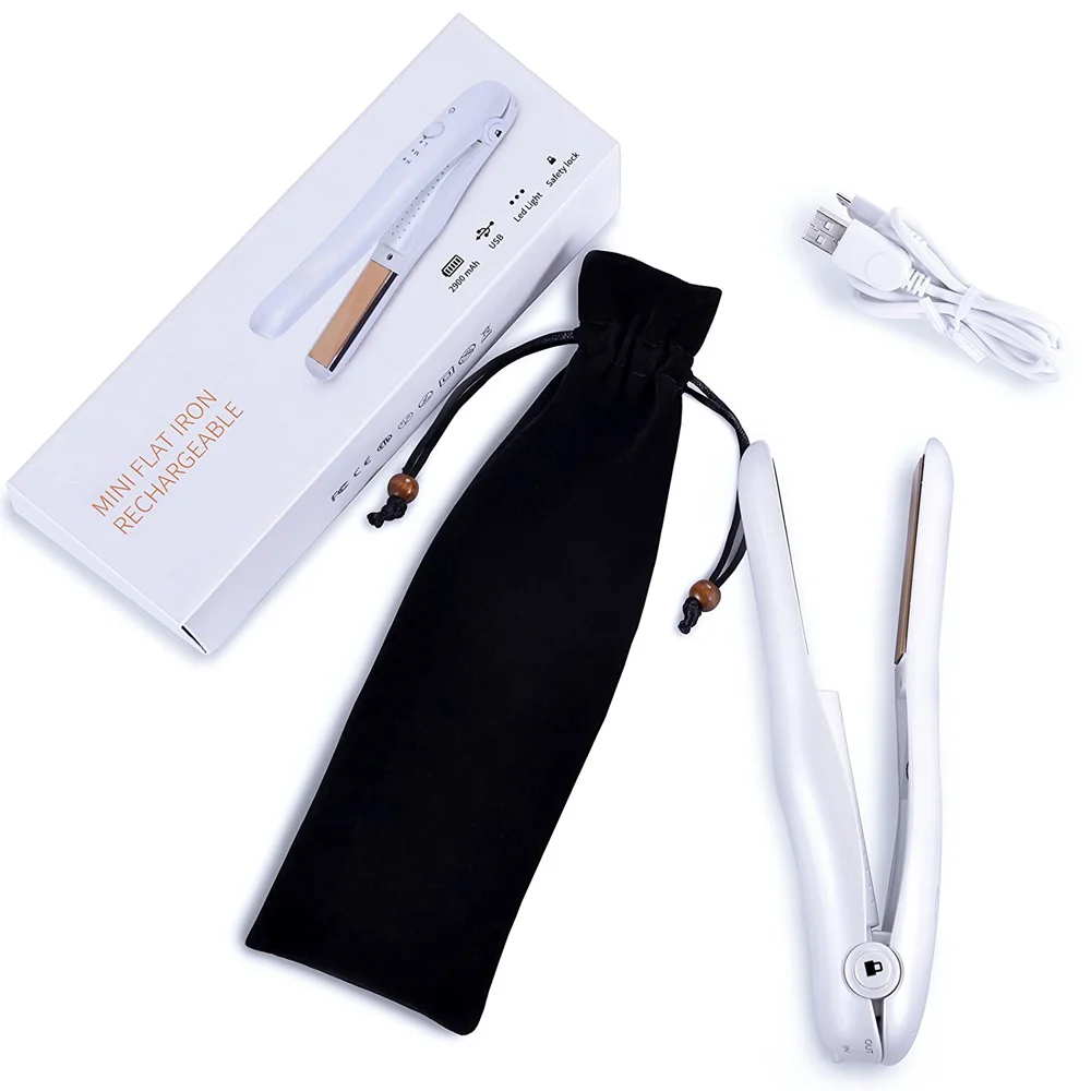 Professional Durable Travelling Rechargeable USB Cordless Hair Iron Wireless 2 in 1 Flat Iron Hair Straightener and Hair Curler