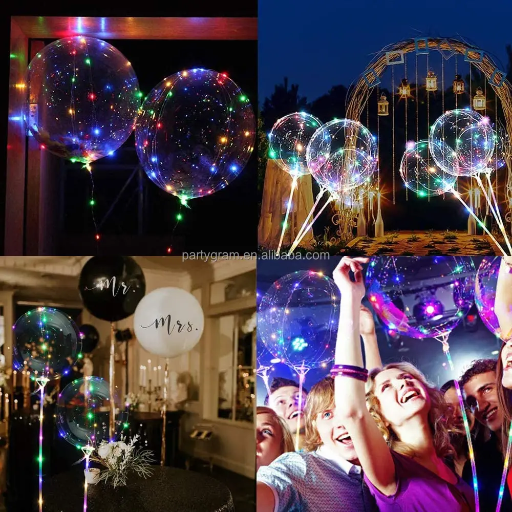 New Arrive Design Pvc Clear Colorful LED Bobo Bubble Balloons