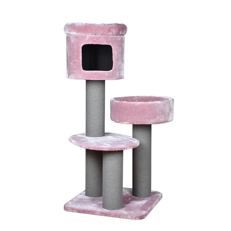 Wholesale Sisal Castle Large Climbing Scratch Tower Pet Scratcher Big Wood Condo Furniture Cat Tree