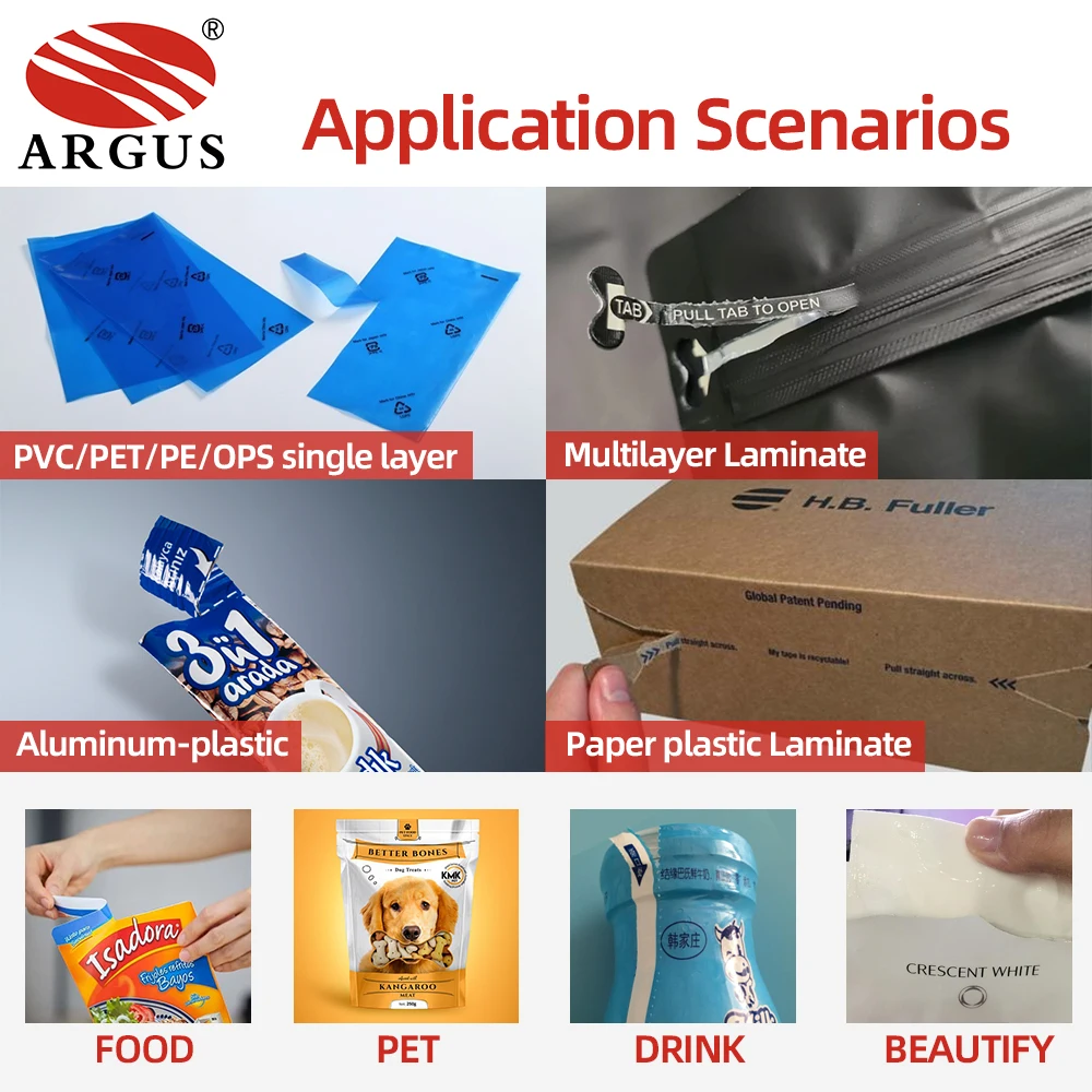 ARGUS Digital Control CO2 Laser Scoring Machine Automated Roll-to-Roll Flexible Film Packaging Specialty Foods Laser Marking