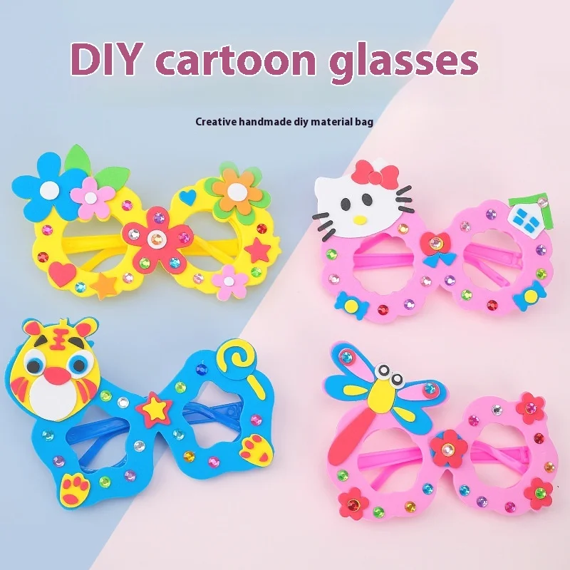 Creative Handmade DIY Art Craft Kits Funny Cartoon Glasses Paste Painting Material Kits