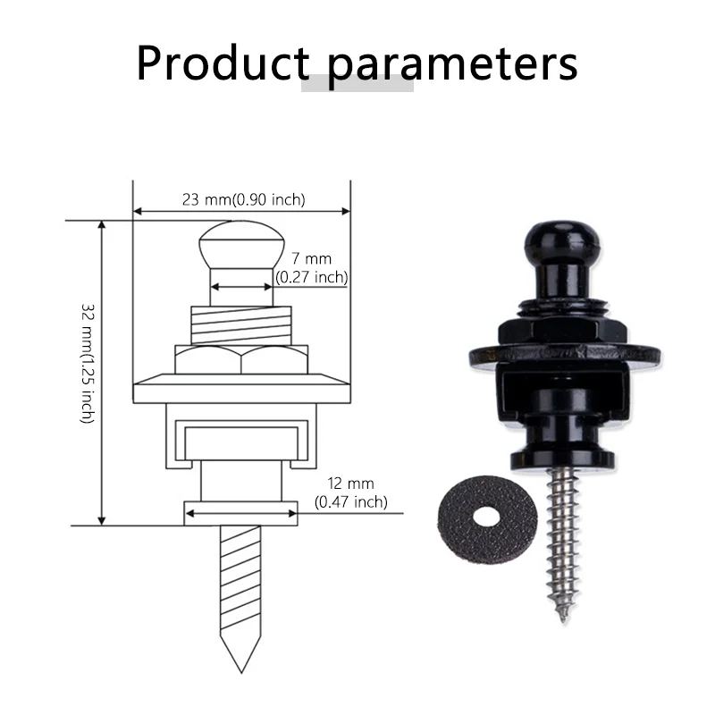 Guitar Strap Locks Buttons Metal End Pins With Mounting Screws for Acoustic Classical Electric Guitar Bass Ukulele