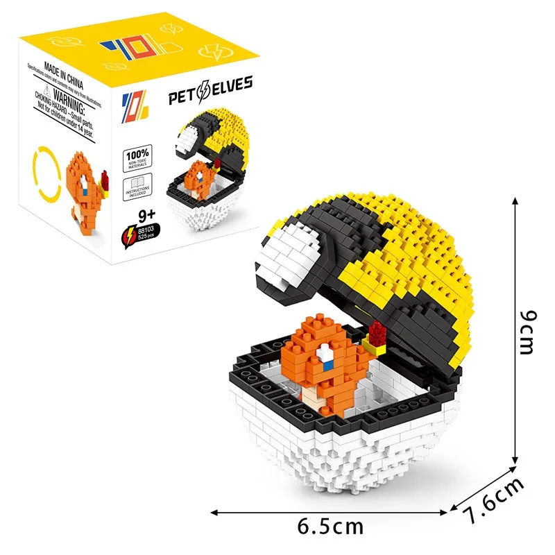 Hot Sale Pokemoner Building Blocks Cartoon Anime Character Model Creative Ball Abs 3d Blocks Game Toys For Kids