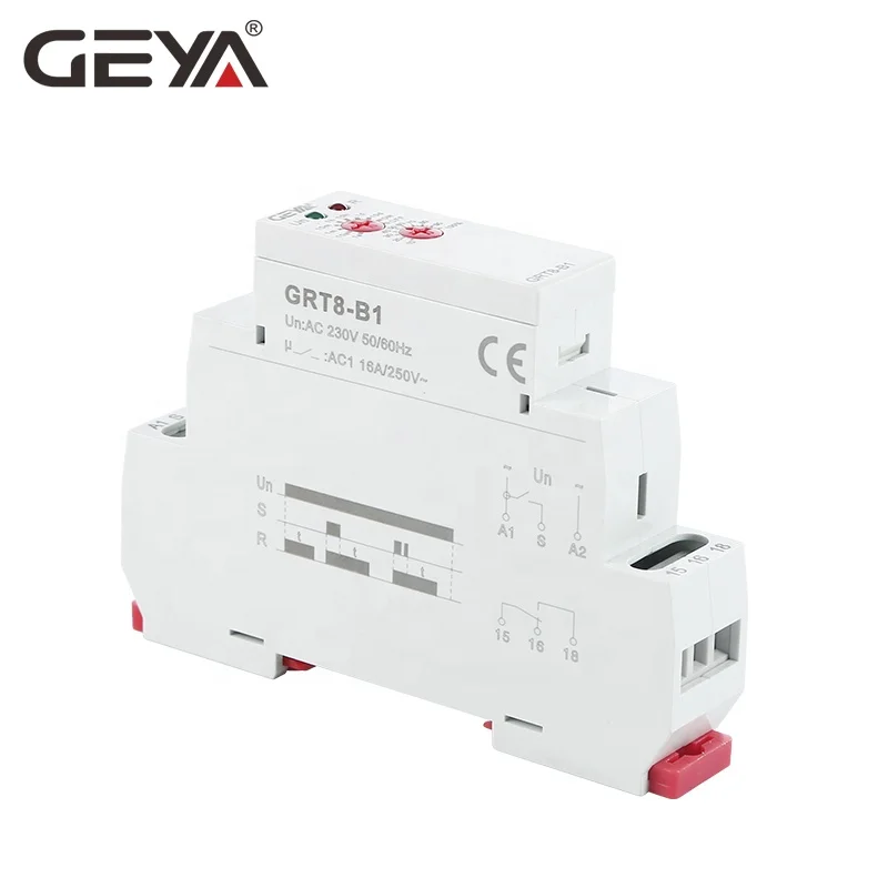 Реле времени задержки GEYA GRT8-B1 AC/DC12V-240V off 16A 1NO1NC диапазон 0 1 с-10