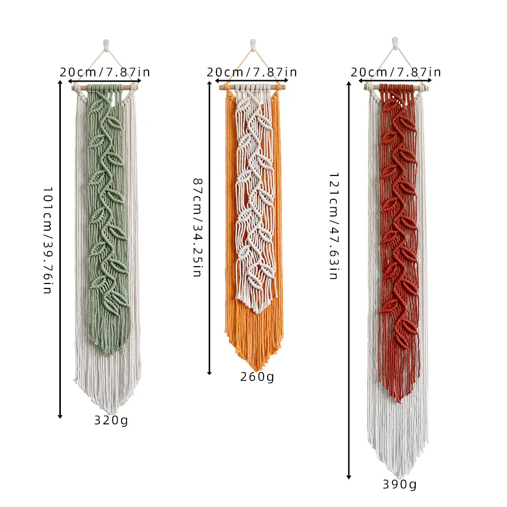 Handmade Chic Bohemian Wall Art Boho Leaves Macrame Tapestry Cotton Woven Hanging for Bedroom Living Room Nursery Office