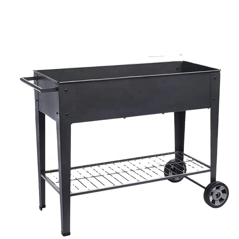 Mobile Metal Raised Garden Bed   Legs Wheels Elevated Tall Planter Box with Shelf for Indoor Outdoor Vegetable