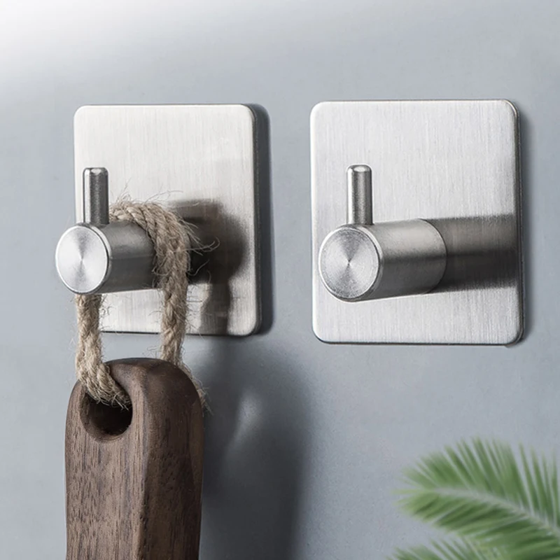 Stainless steel adhesive hook bathroom storage hooks kitchen wall hooks