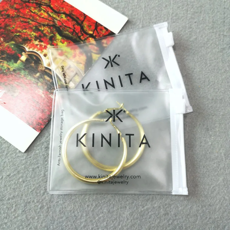 Customized Printed Logo Earring Necklace Packaging Zipper Bag Clear Pvc Slider Plastic Bags Pouch Jewelry  Cosmetic Zip lock Bag