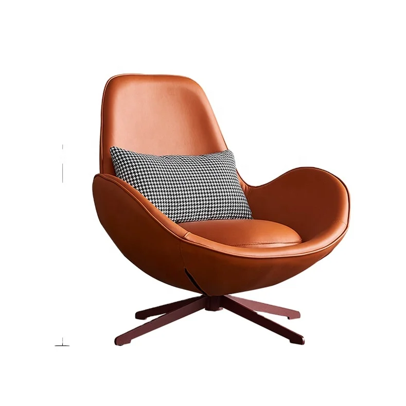 Nordic Style Comfortable Orange Lounge Sleeping Shell Shaped Armchair Cafe Sofa Chair
