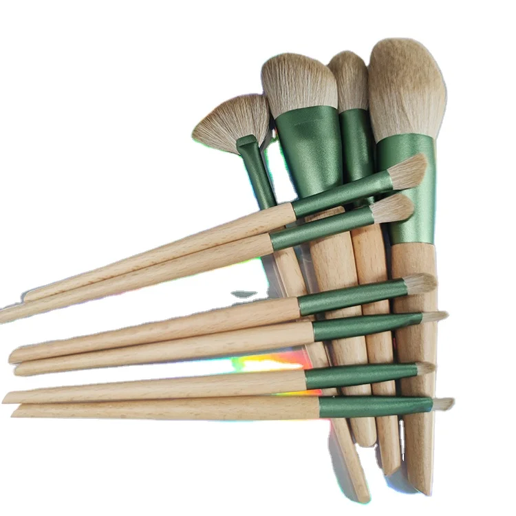 Wholesale Wooden Handle Synthetic Hair Facial Beauty Makeup Brush Set Professional Vegan Make Up Brush Set