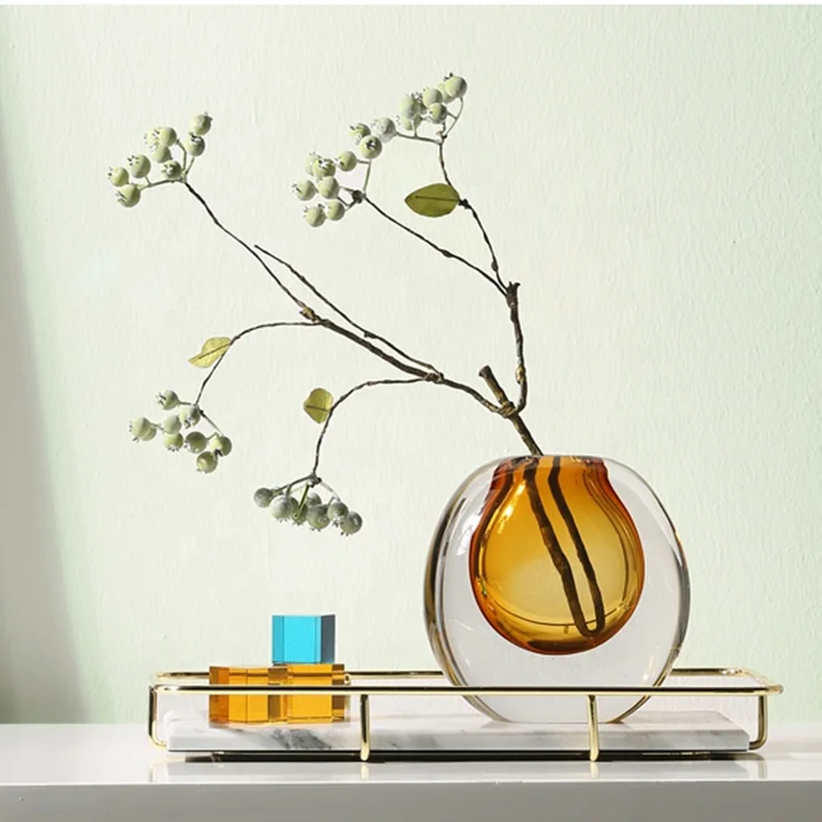 Ваза Bixuan из выдутого горлом стекла современный Декор для дома дизайнерские центральные части стола высококачественные толстые плотные однотонные стеклянные