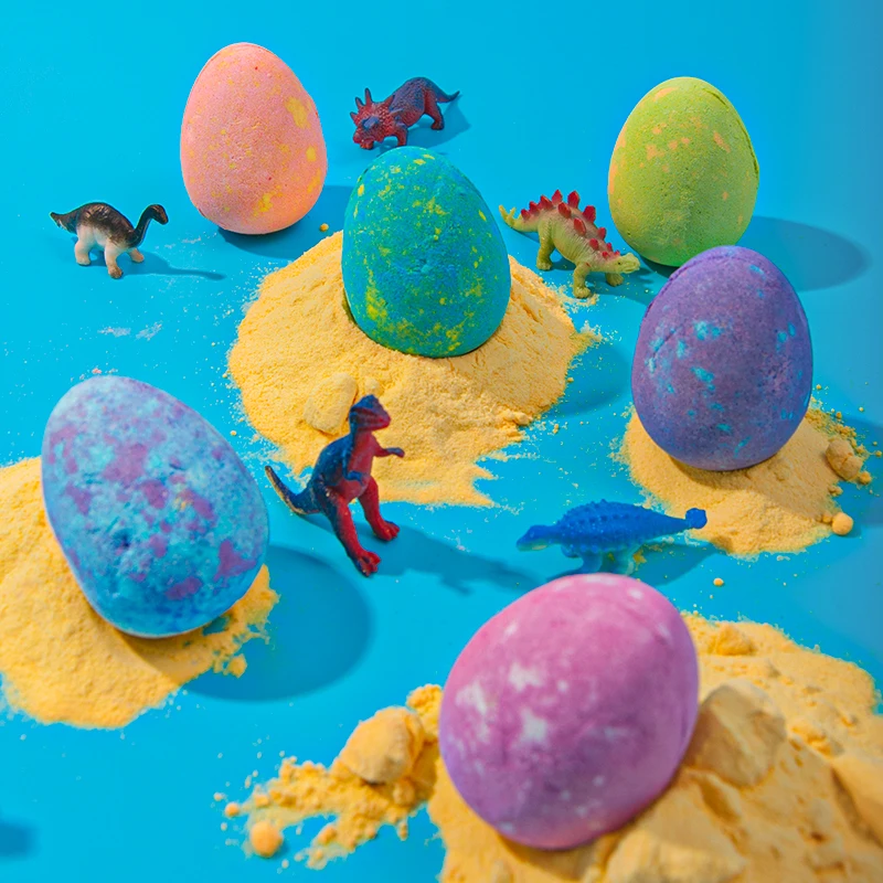 Wholesale Kids Spa Products Bubble Bath Organic Vegan Dino Bathbombs Dinosaur Eggs Bath Bombs With Surprise Toys Inside