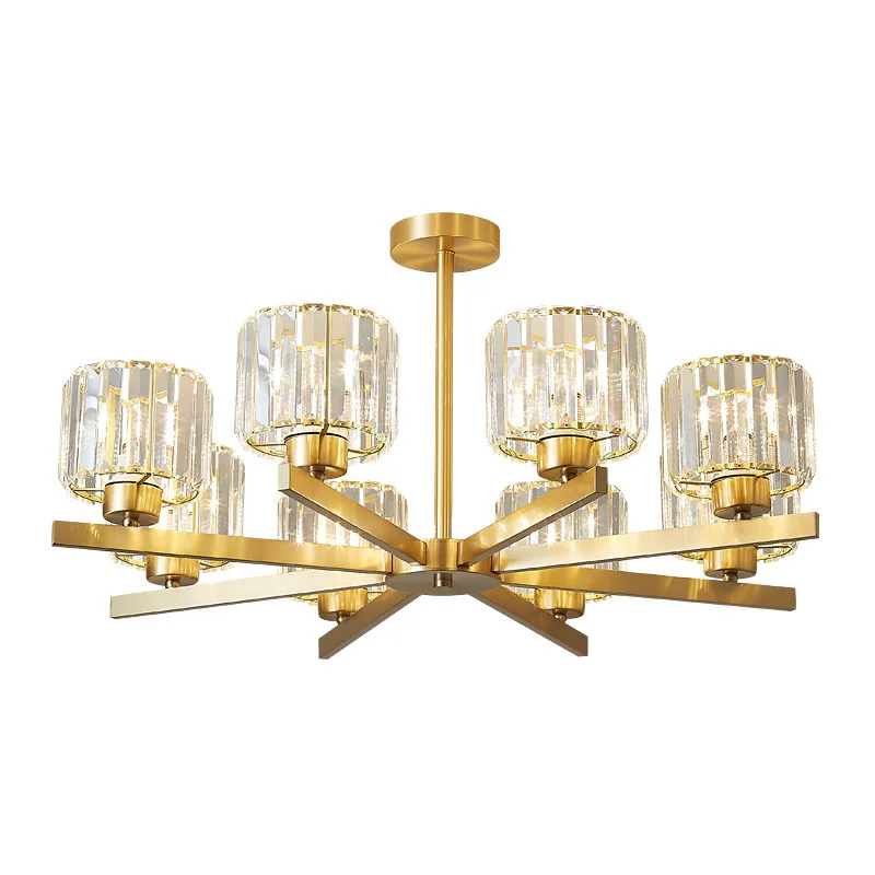 All copper Nordic living room chandelier modern crystal home atmospheric hall lamp creative personality led master bedroom lamp