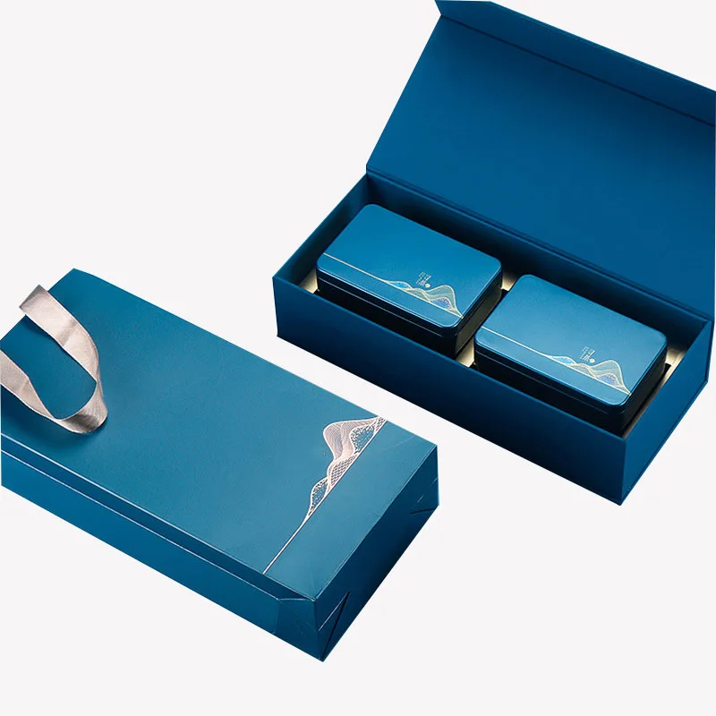 Wholesale Tea Gift set Packaging Coffee Cup Scented Candle Honey Magnetic Flip Open Gift Box with Logo