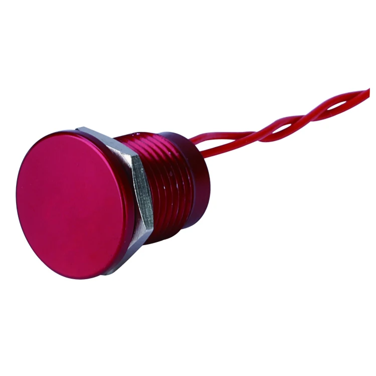 12mm waterproof IP68 1NO 2A flat head self return stainless steel momentary wired lead metal piezo switch