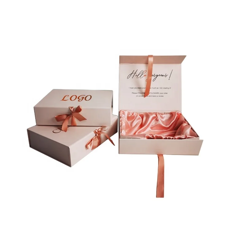 Custom Logo Hair Gift Box Wholesale Black Human Weave Bundles Wig Packaging With Ribbon Satin For Hair Extension Box Accessories