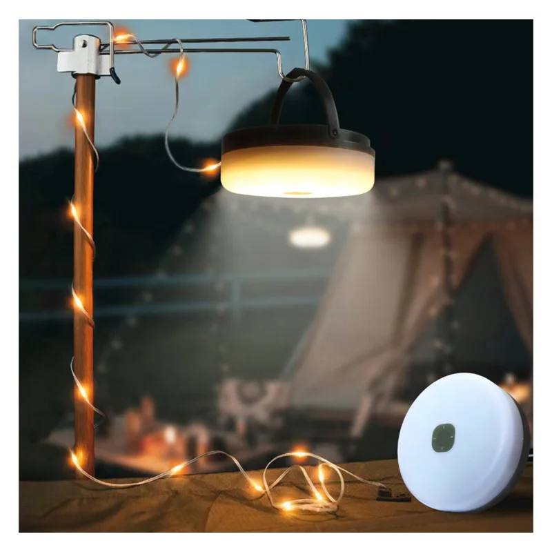 Gold ABS Storage Camping Features Rechargeable LED Strip Light Outdoor Water Resistant Colorful Tent Atmosphere Lighting PC Lamp