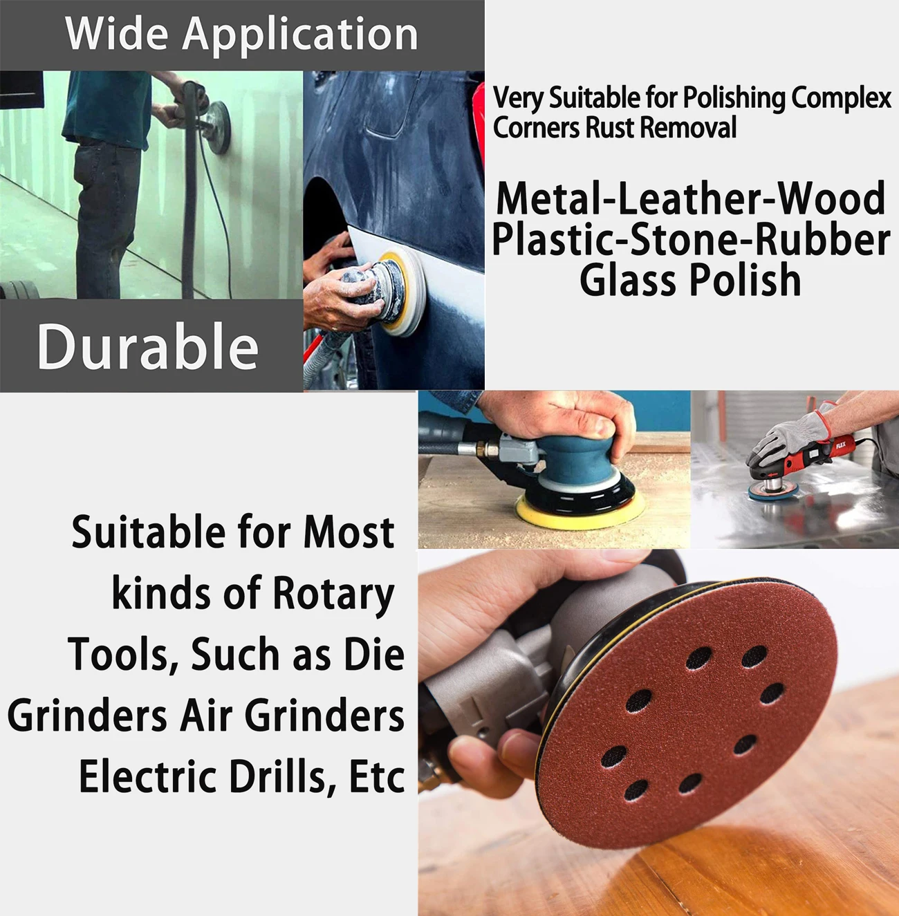 125mm Sanding Discs Pads Hook and Loop Sandpaper Discs for Random Orbital Sander