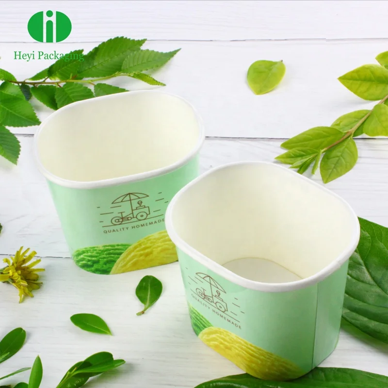 disposable custom design Square shape paper  Ice Cream Cup