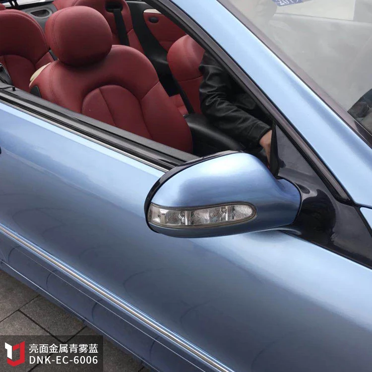 Anolly 1.52 * 18m Wholesale Auto Body Sticker Car Vinyl Satin Metallic Glossy Mist Blue Film Car Wrapping Film
