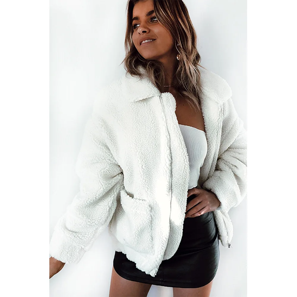 KYB6050 Plus size Fall / Winter 2019 New Zipper Plush Jacket Women faux fur Jacket coat