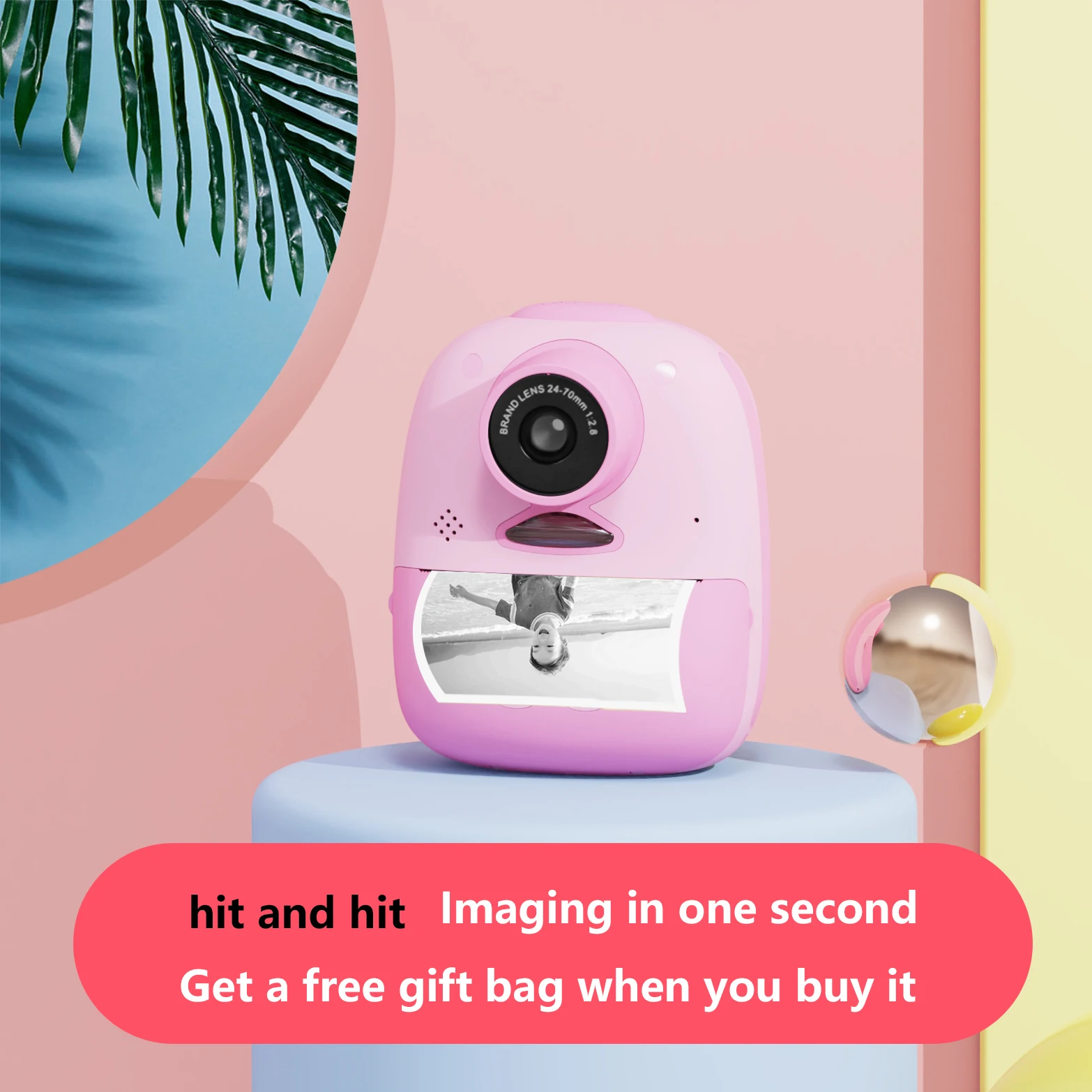 Kids Instant Print Camera 2.4 Inch Hd 1080P Thermal Photo Paper 1200Mah High Capacity Lithium Battery