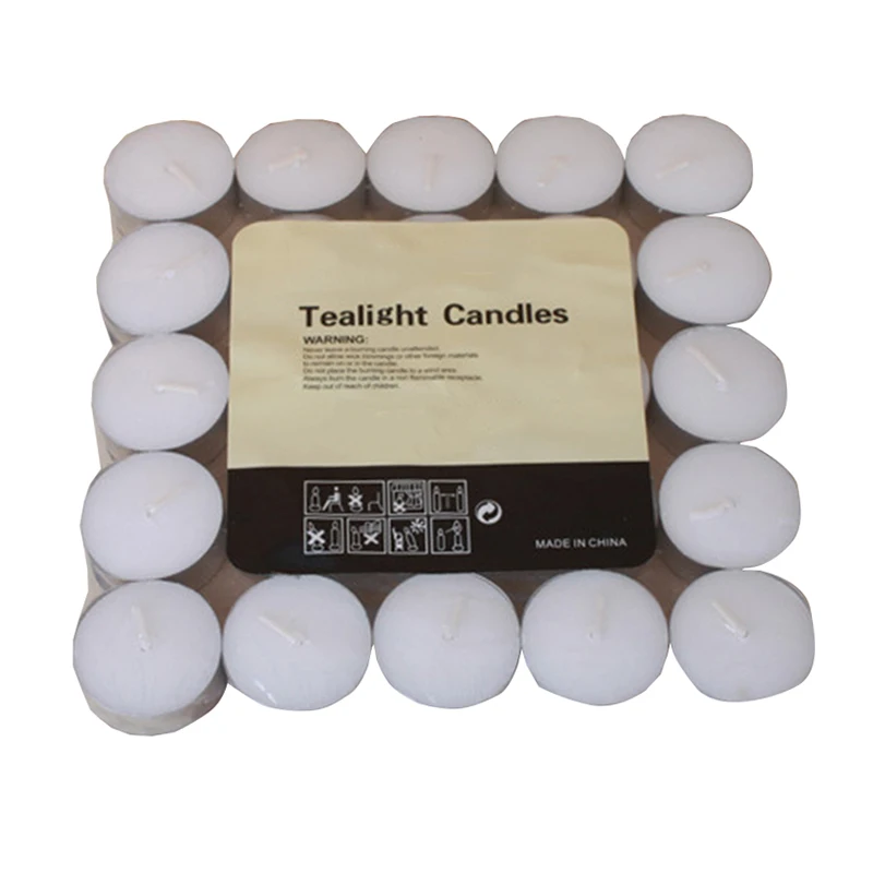 Flameless tea lights candles 50 packs candles tea lights customize tea light candle box packaging
