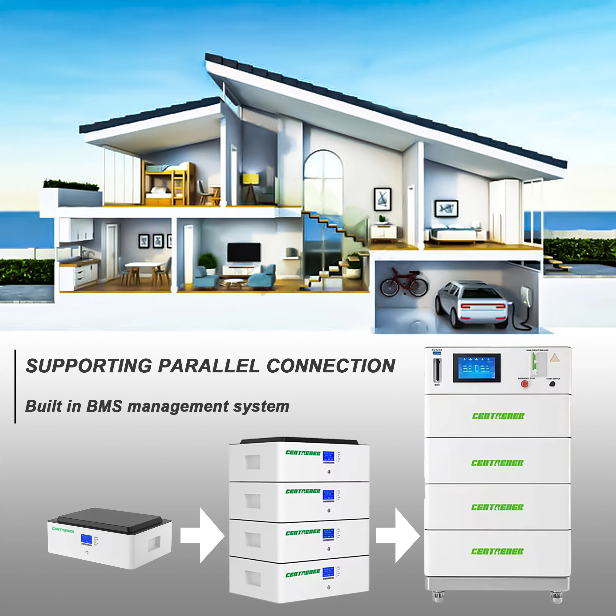 Backup power Storage system 48v 100ah lithium ion battery pack 200ah 400ah 500ah lifepo4 25 kwh Stackable smart BMS battery