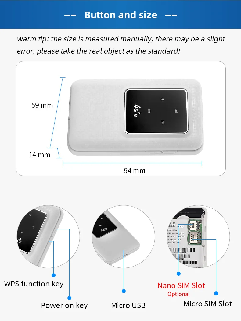 WPS SMS Firewall 150Mbps Mini universal Simcard Travel Unlocked Pocket Mobile Hotspot Battery Mobile Wifi Router 4G LTE wireless