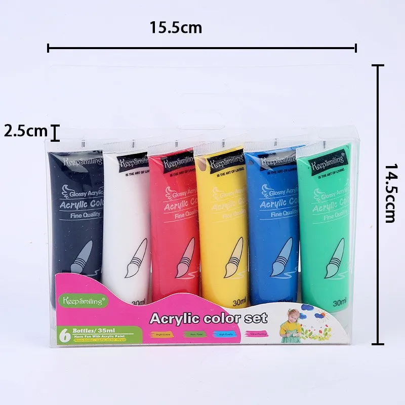 High Quality 6 Colors 30ml Tube Acrylic Paint Set For Professional Artists Kids Students Beginners