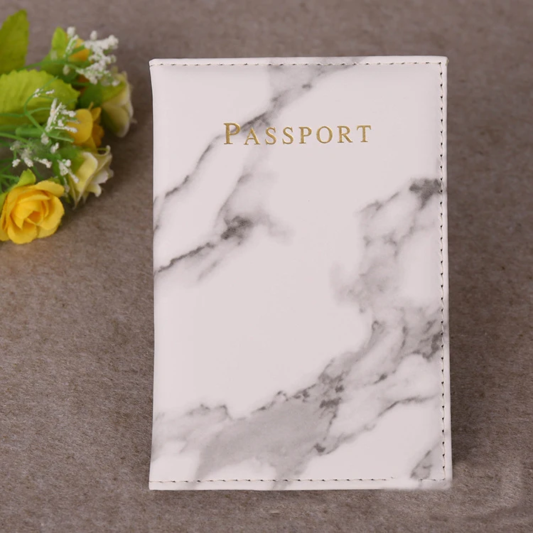 Wholesale PU Leather Passport Holder Marble design passport organizer Travel Wallet Customized Logo Passport