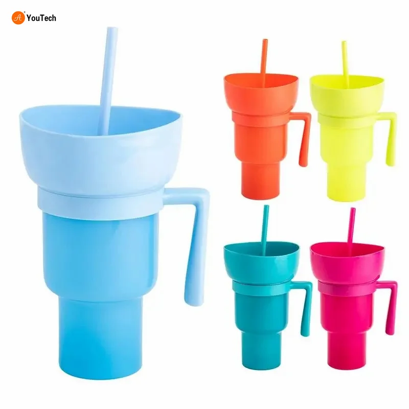 2 In 1 Multifunction Color Changing Snack Drink Cup With Straw