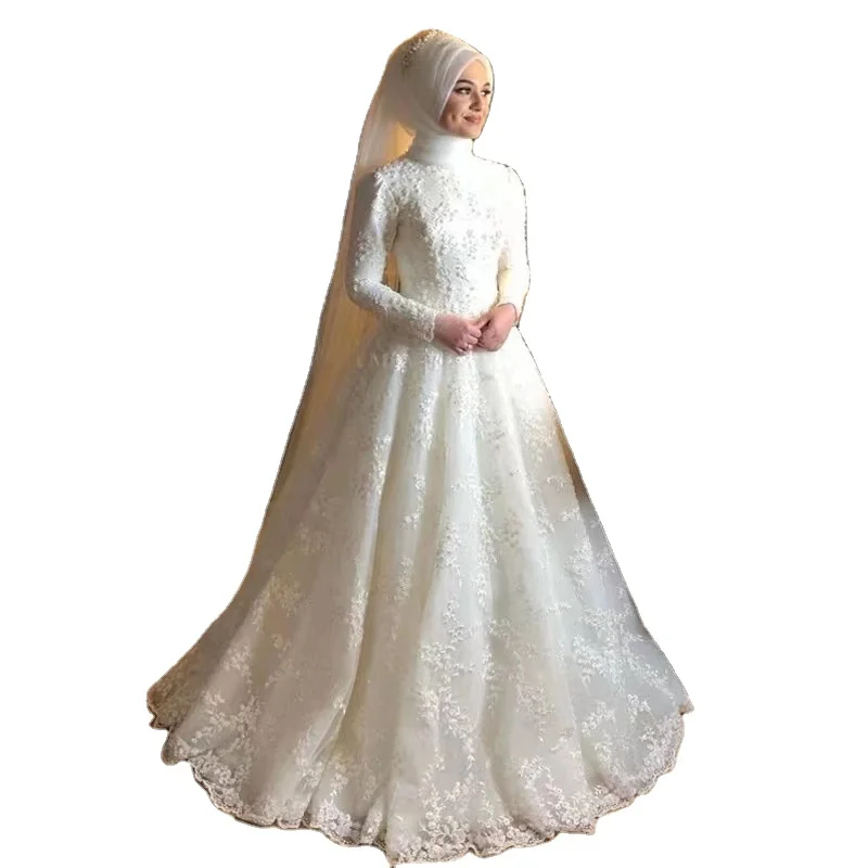 Элегантное мусульманское свадебное платье с хиджабом скромное свадебное платье с хиджабом