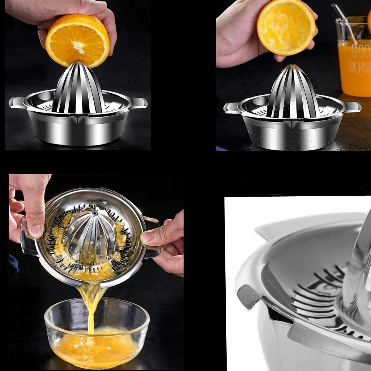 
Stainless Steel Manual Juicer Fruit Lemon Lime Orange Squeezer with Bowl Juicer Strainer 