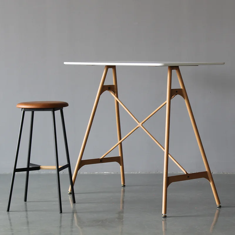 Nordic Flat Pack Balcony Working Home Office Cast Iron Base Bar MDF Height Counter Table