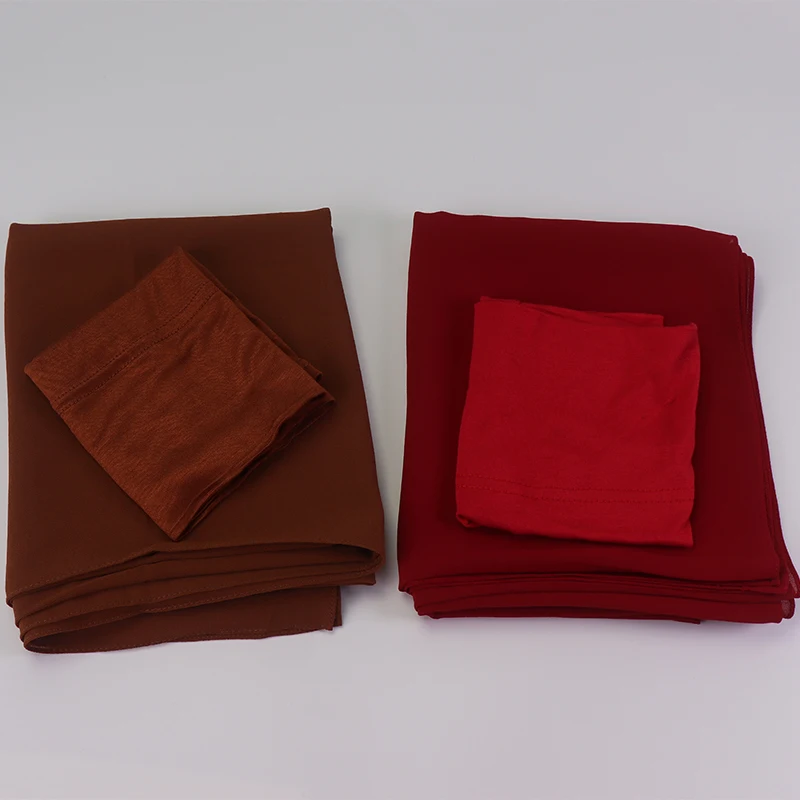 Finest Hijab Prefect Matching Heavy Chiffon Hijab Set Matching Color Chiffon Hijab With inner cap