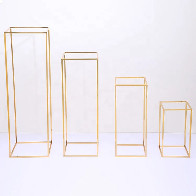 tall flower stand Metal Rectangle Gold Metal Wedding Favor Table Centerpiece Flower Stand 	 balcony flower stand