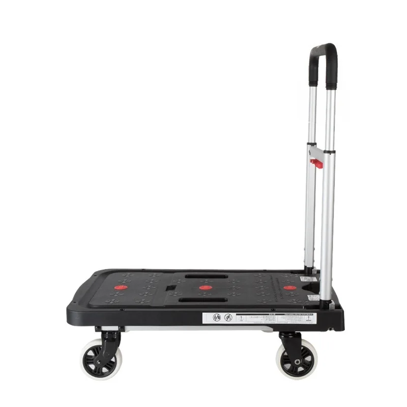 Four-wheel  heavy load platform aluminum  tough portable robust retractable flat dolly folding luggage hand trolley cart truck