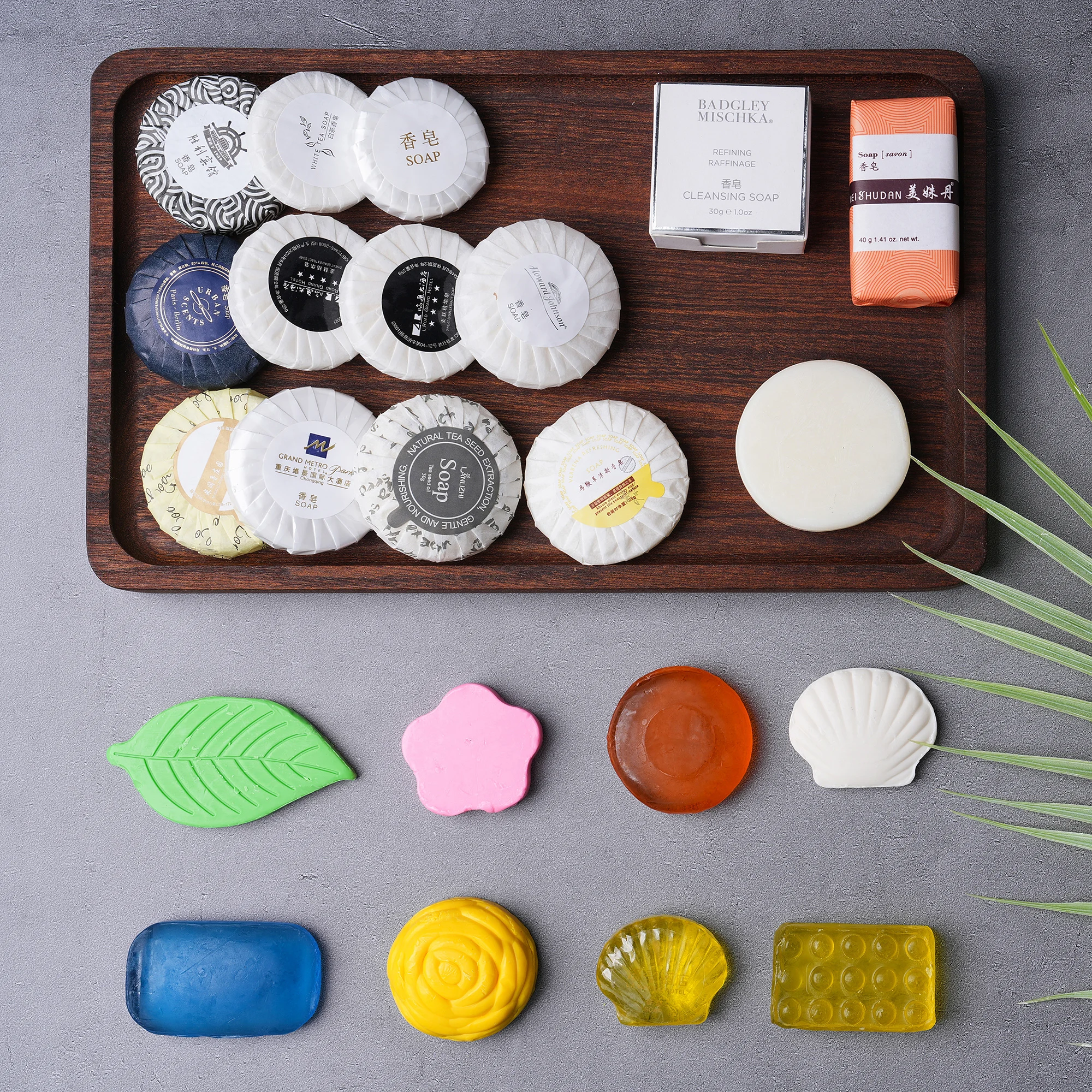 Guangzhou One Stop Hotel Amenity Toiletries Purchase Flower Leaf Shape Design 15G 20G Wholesale Hotel Soap