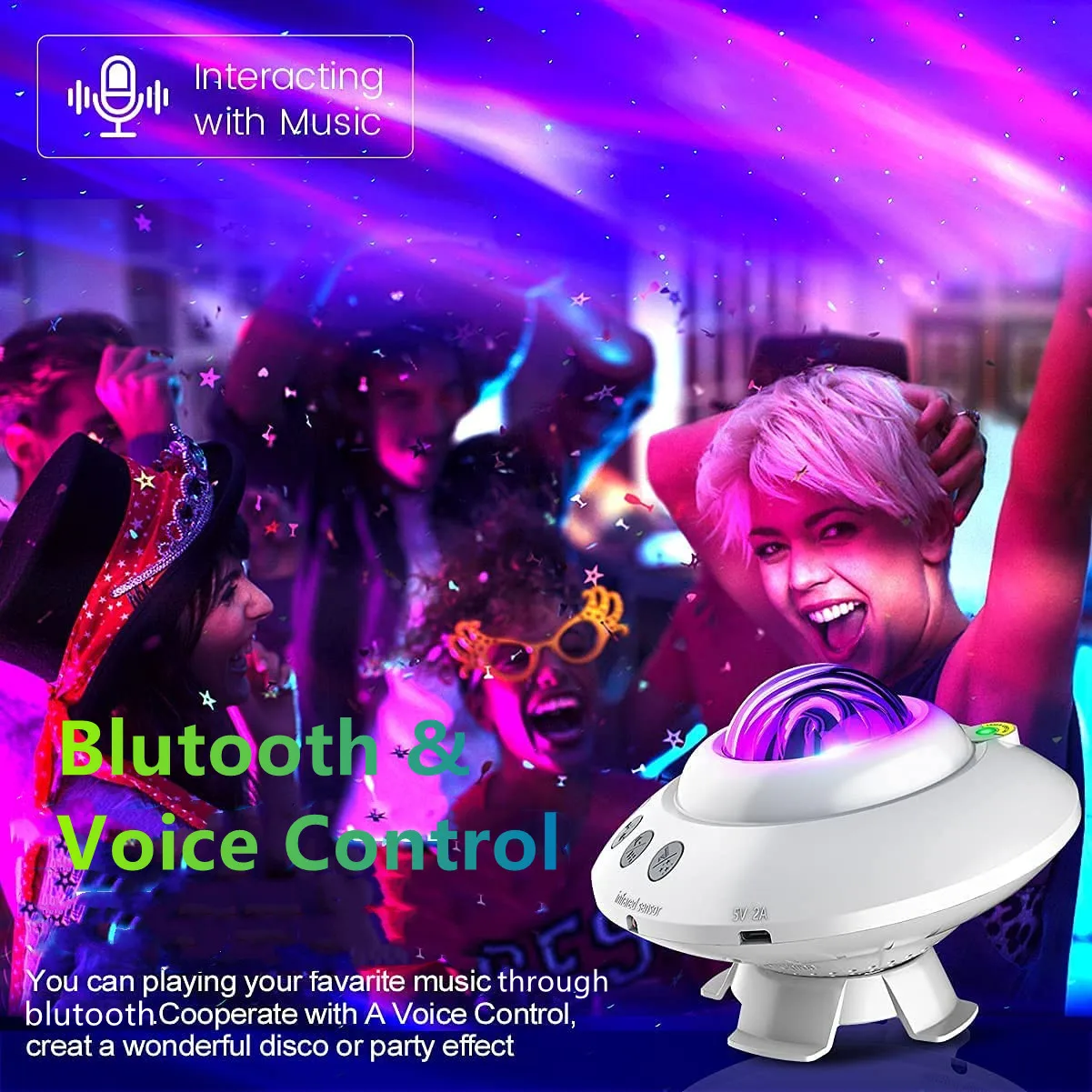 Tanbaby 2021 Новое поступление НЛО мини-динамик blutooth Aurora star светильник для