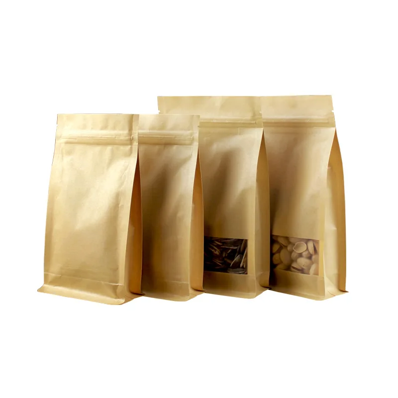 kraft stand up flat bottom pouch for food rice nuts flour with zipper Manufacturer